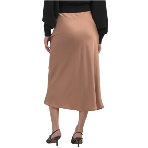 GEMMA+ JANE Satin Soft Flowy Mid Calf Length Skirt - Picture 2 of 2